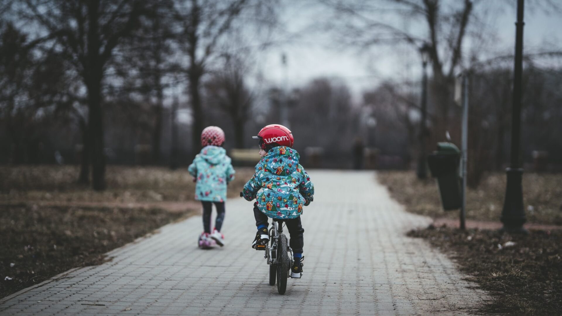 Kids biking outside