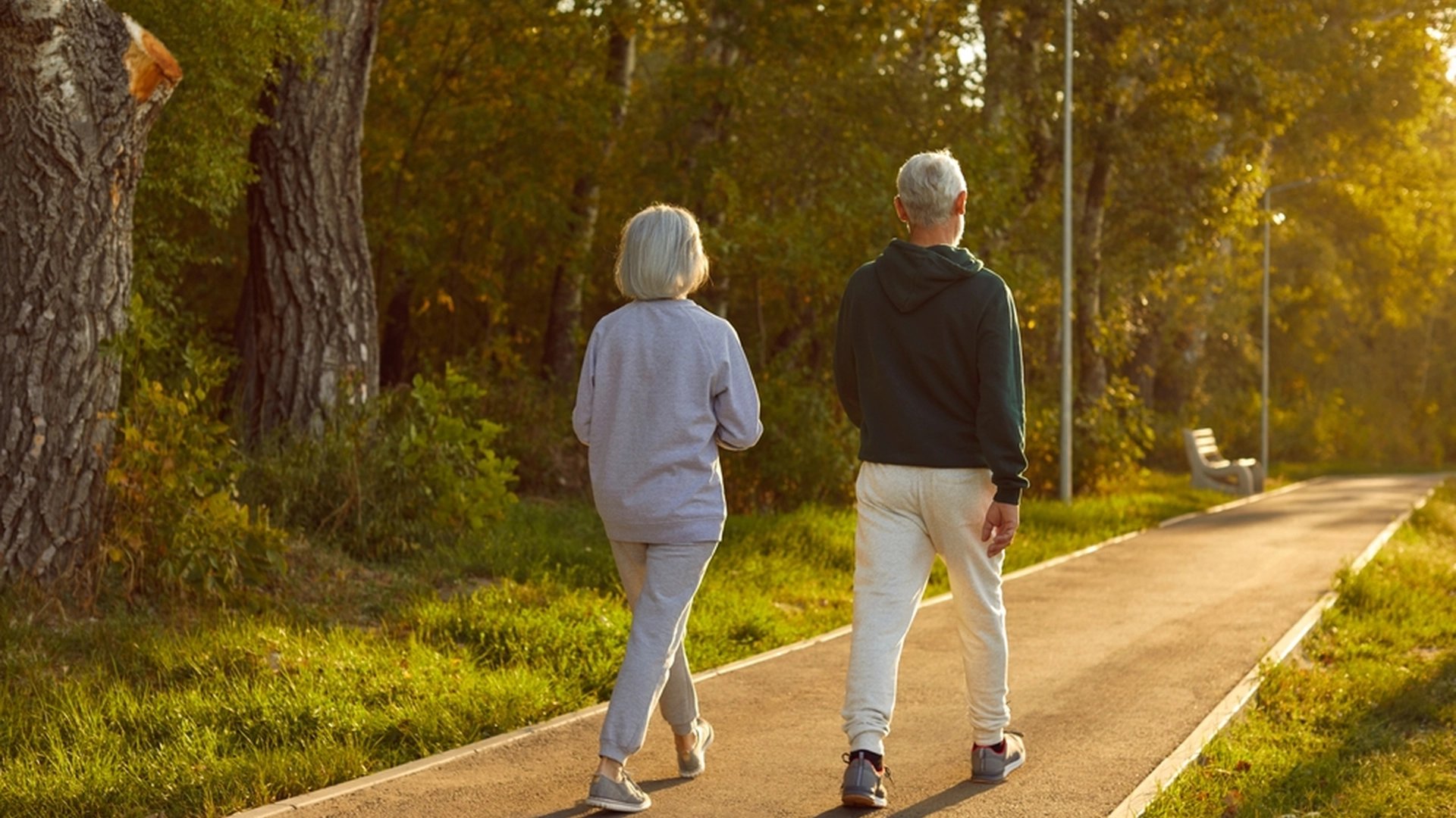 Older couple walking