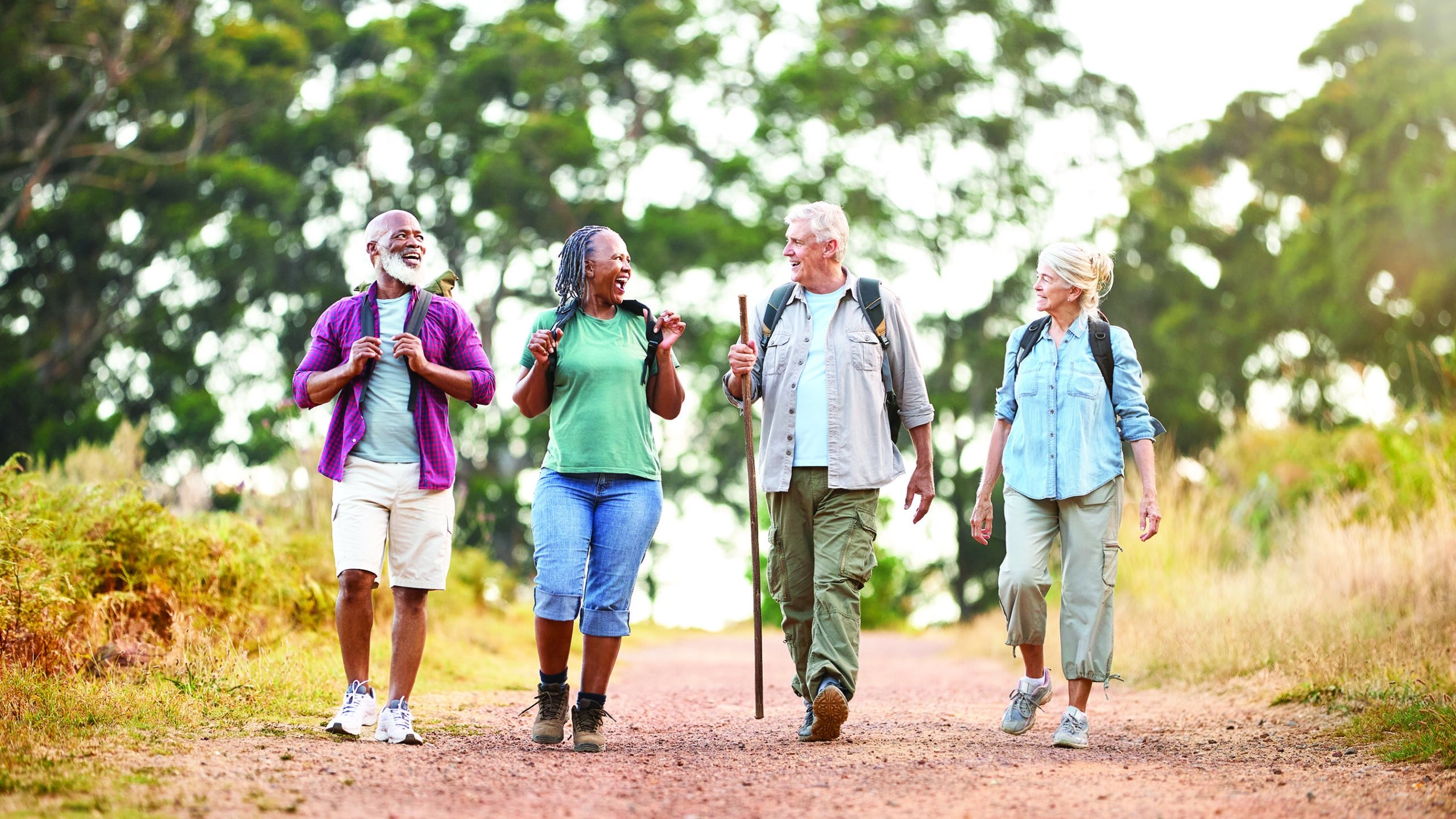 Older friends walking