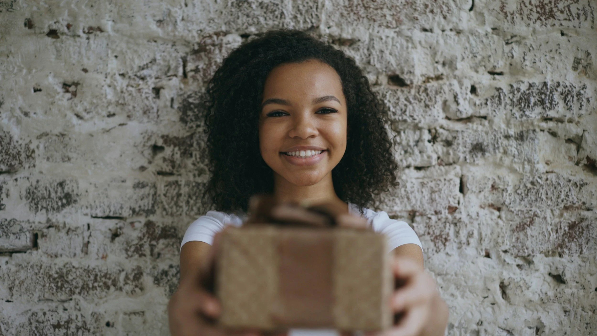 Smiling person gift