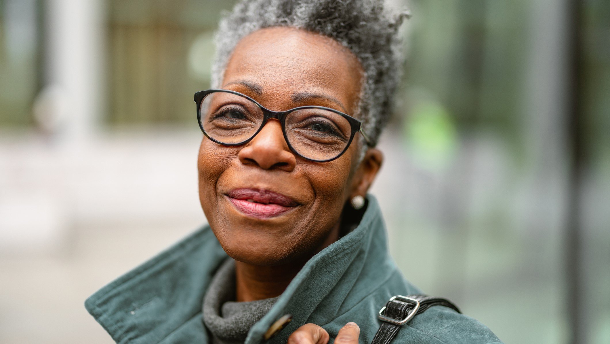 Stylish older person smiling