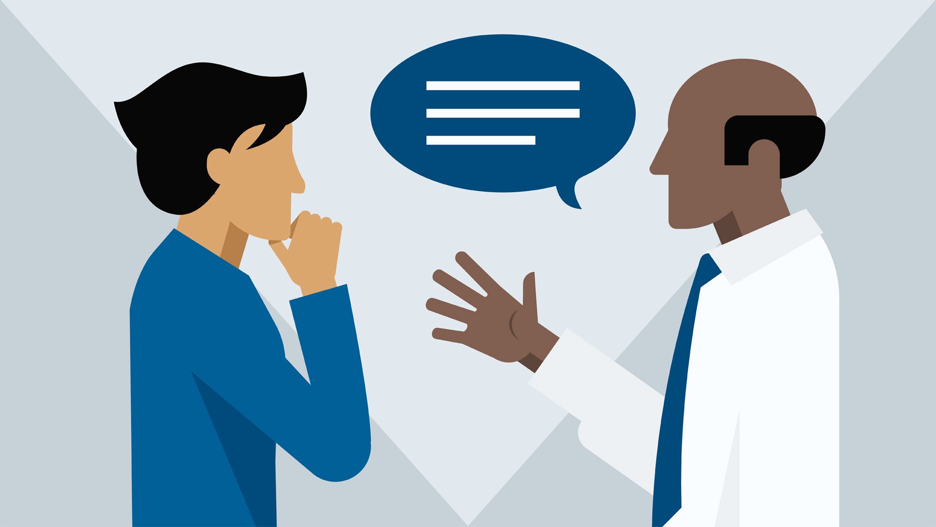 Two people talking