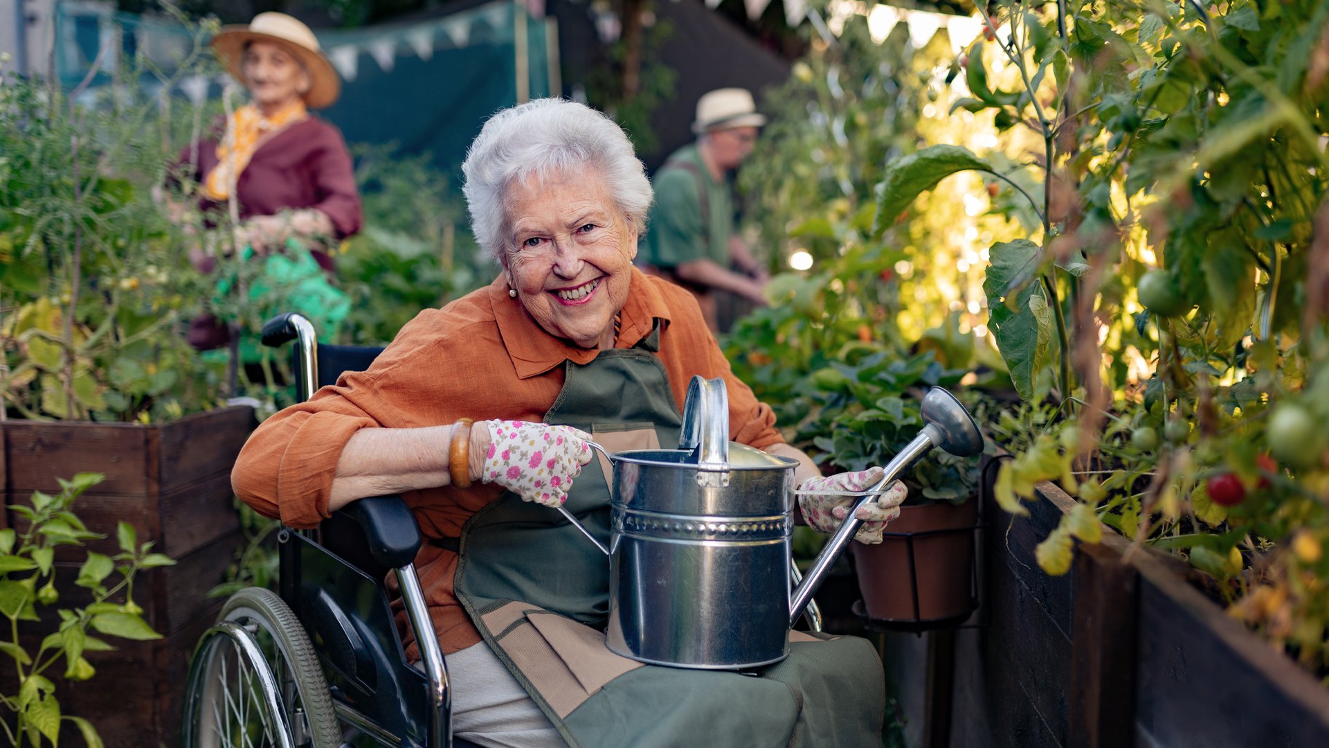 Old woman gardening