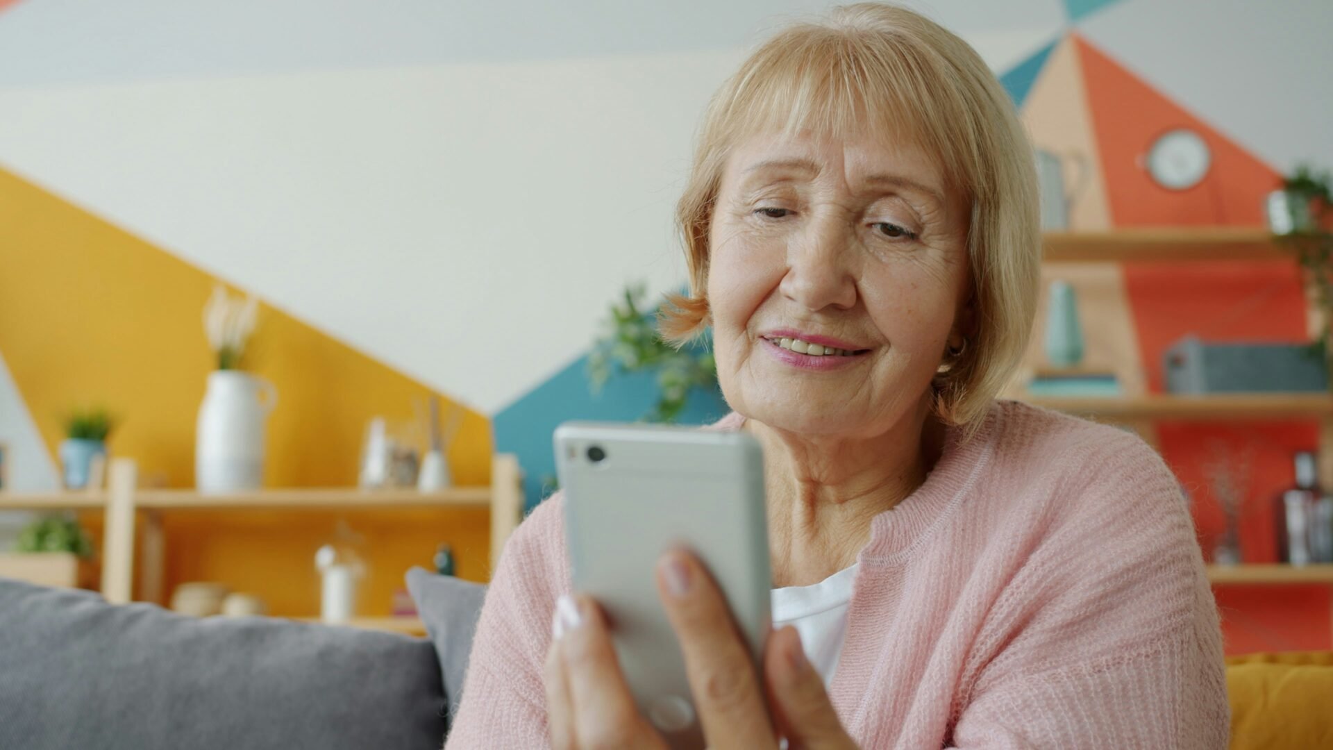 Old woman texting