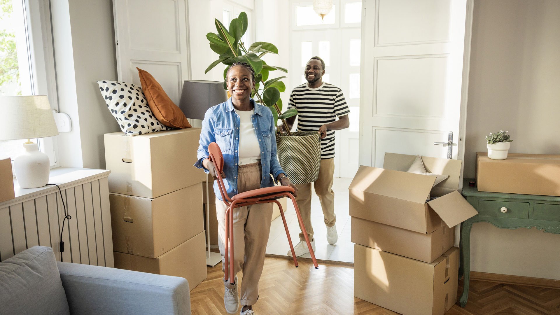 Older couple moving