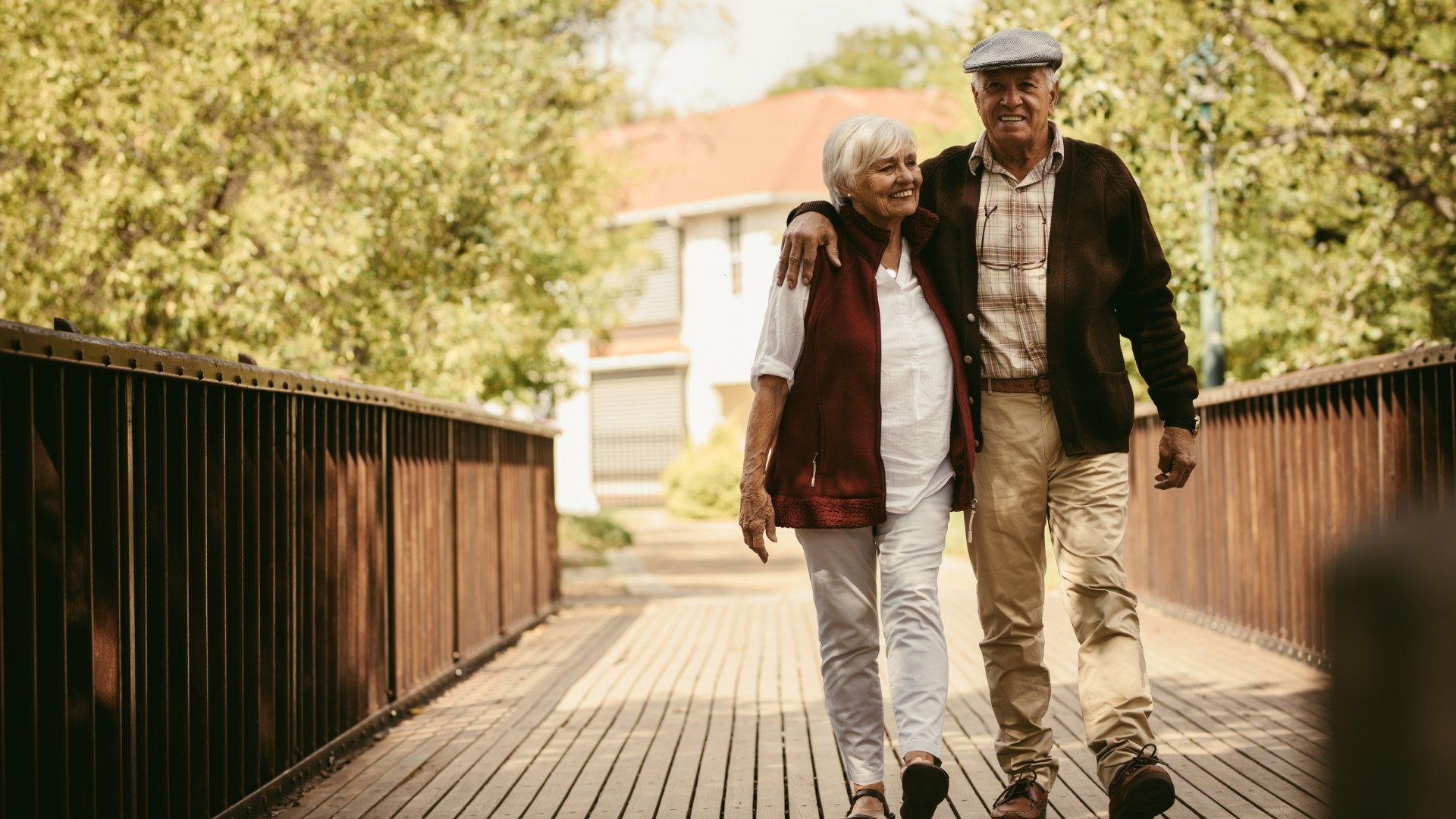 Retired couple walking