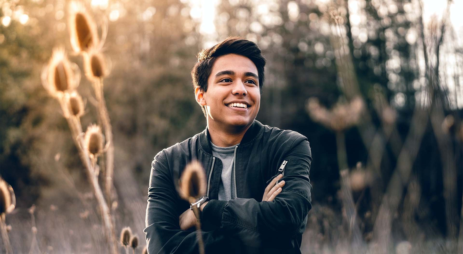 Charming person smiling