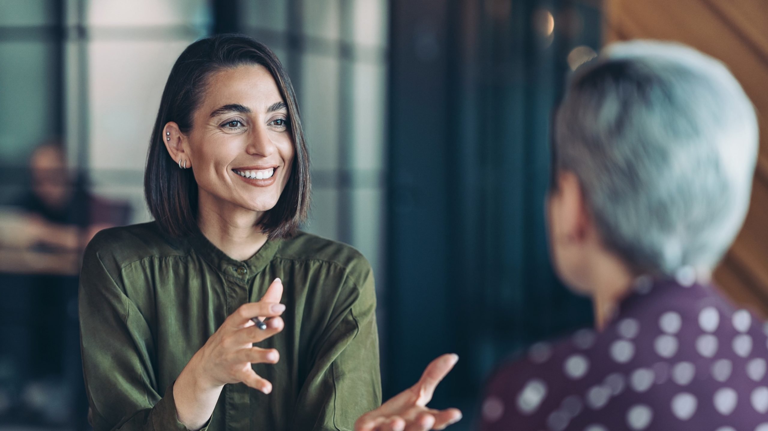 Confident person talking