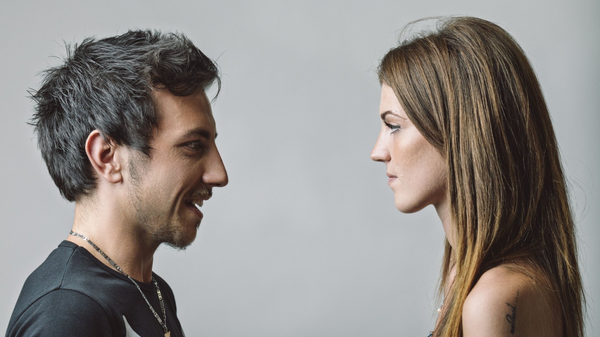 Couple talking apart