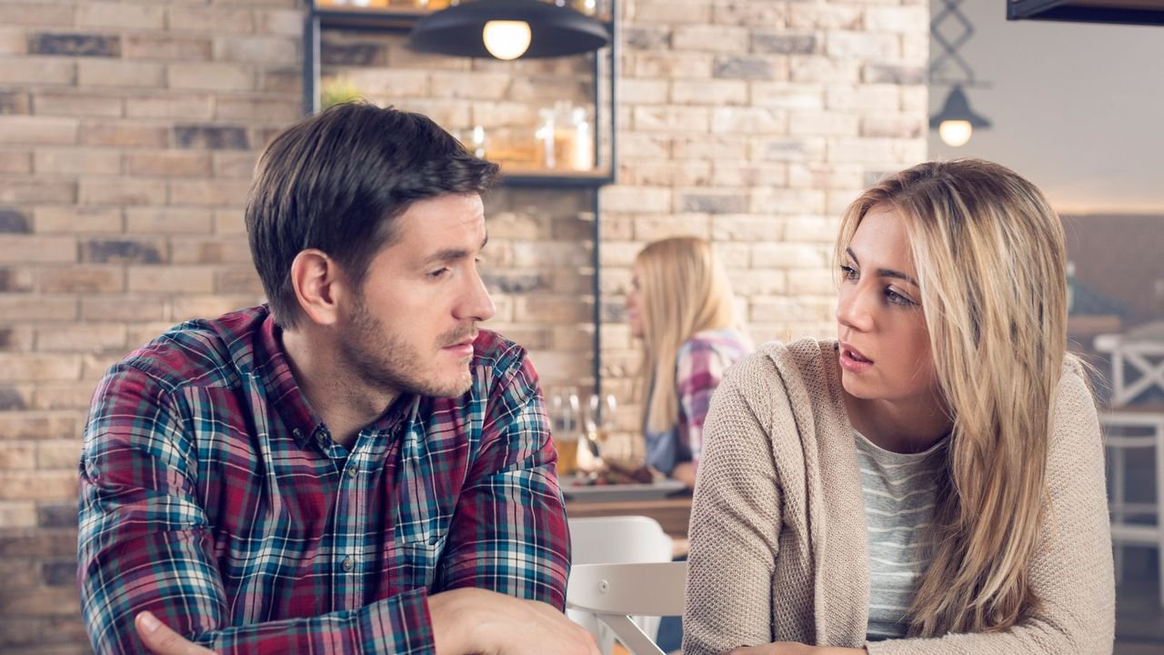 Drained couple talking