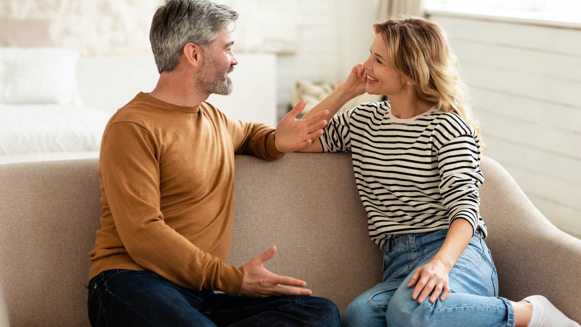 Happy couple talking