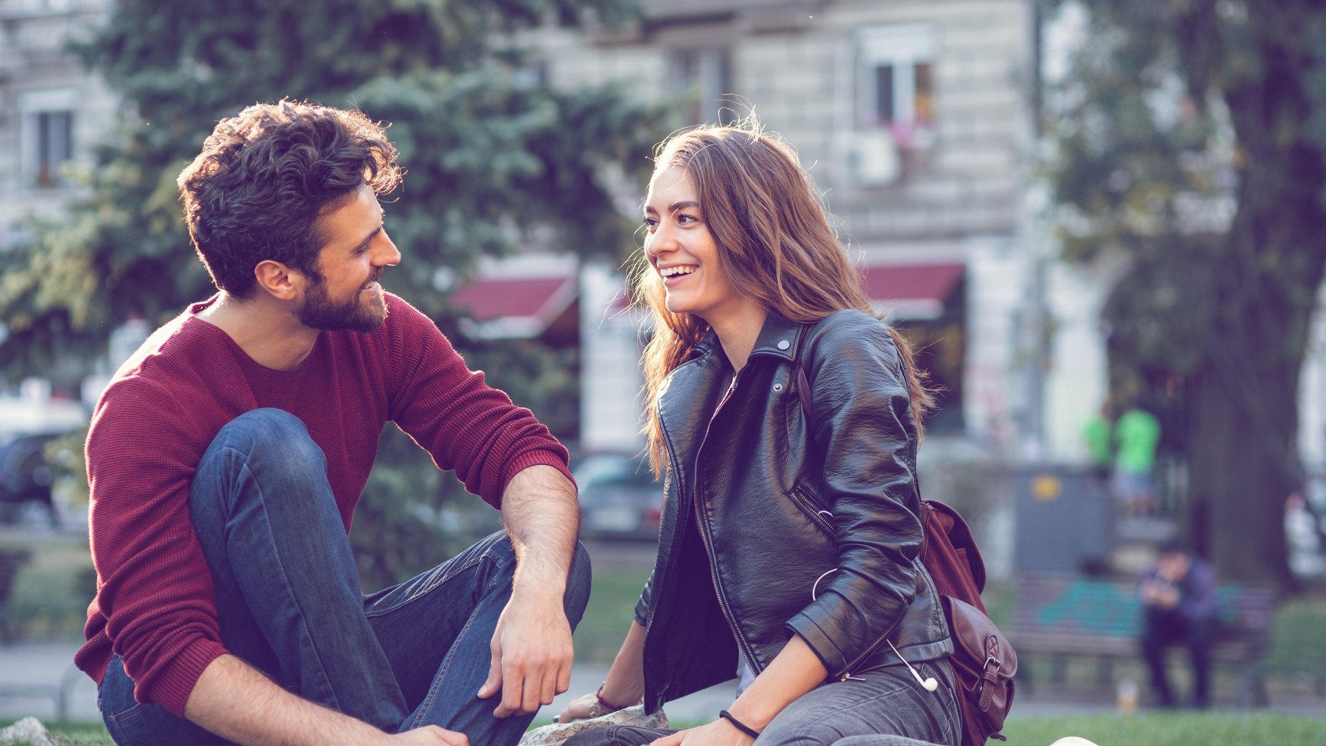 Happy couple talking