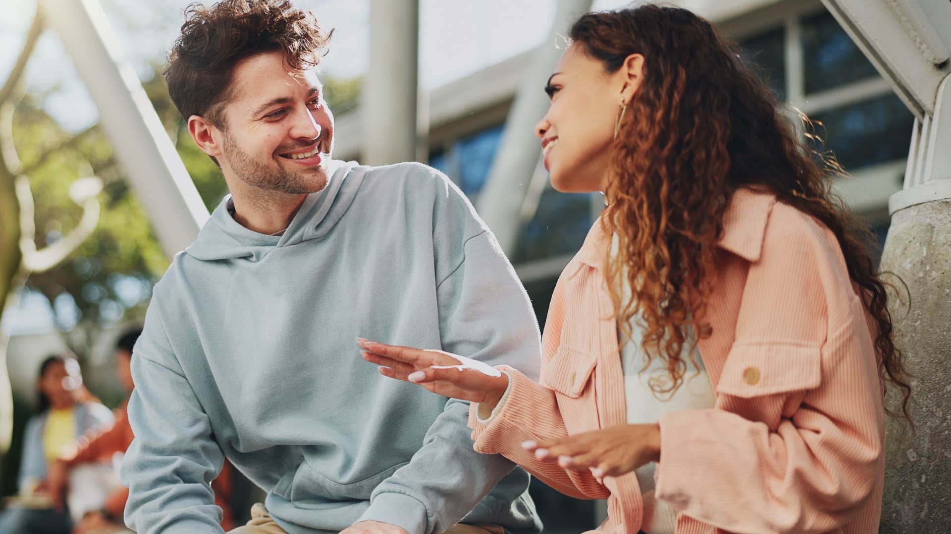 Happy couple talking