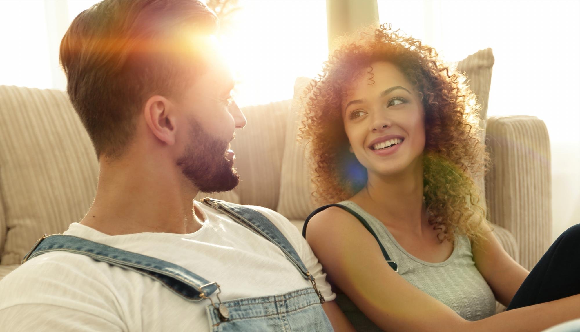 Happy couple talking
