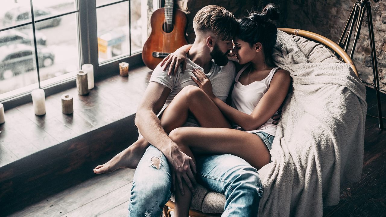Loving couple indoors