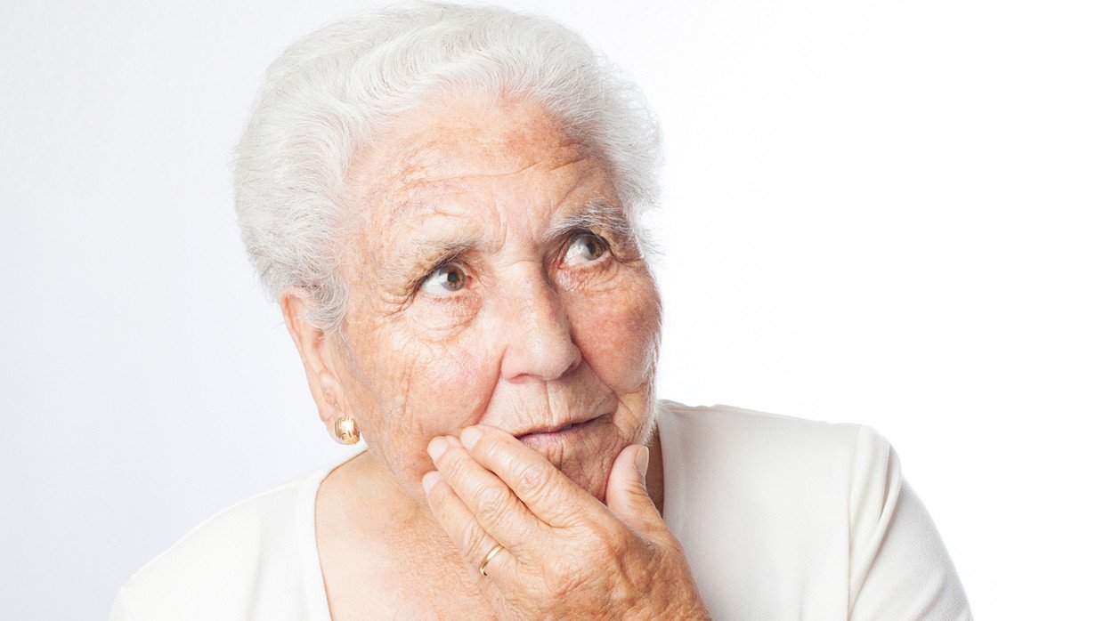 Old woman thinking