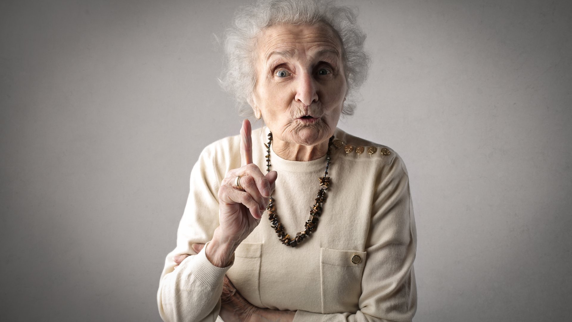 Old woman thinking