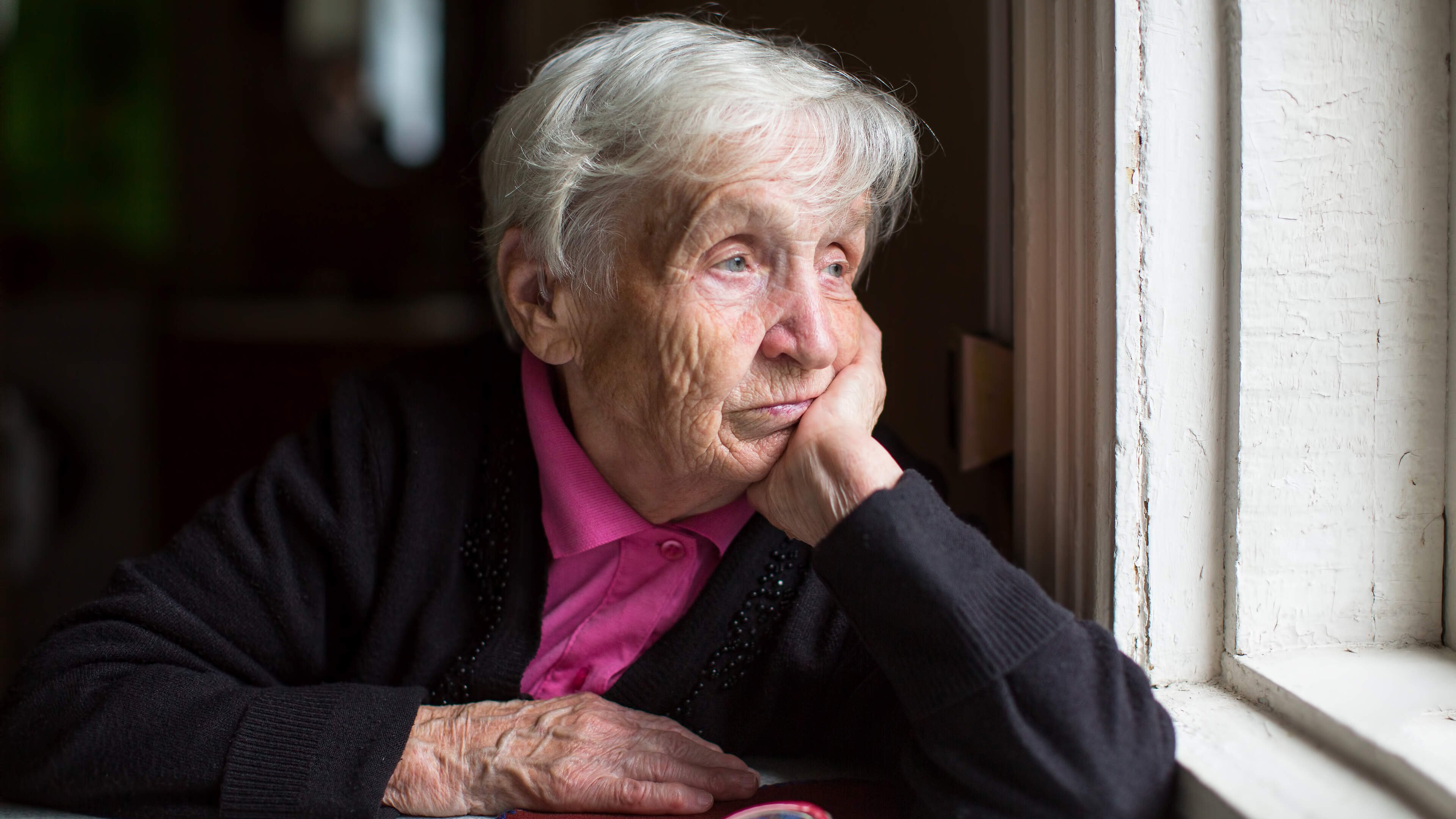 Old woman thinking