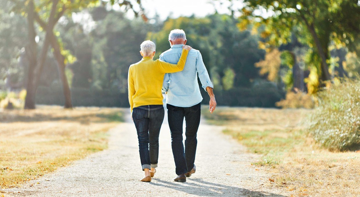 Older couple walking