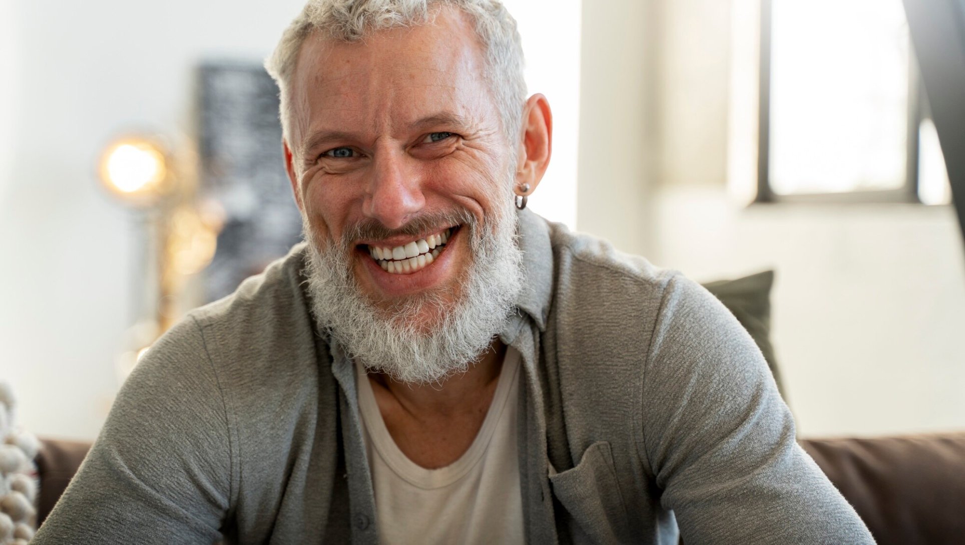 Older person smiling