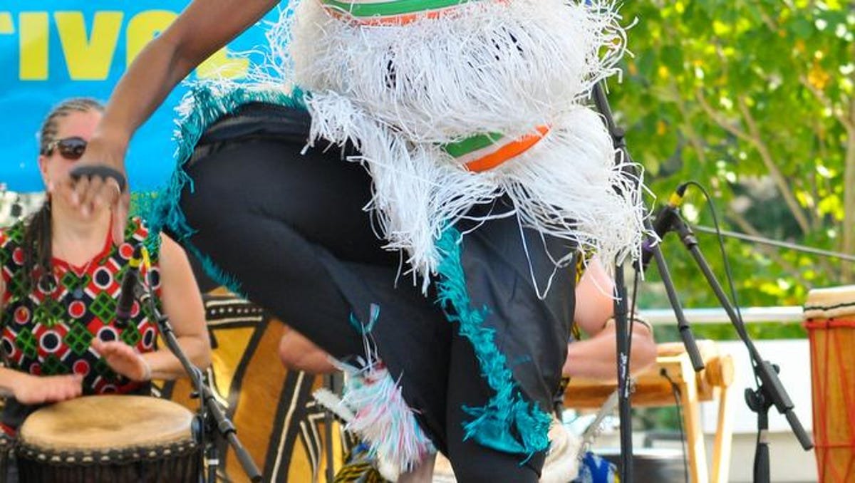 Older woman drumming