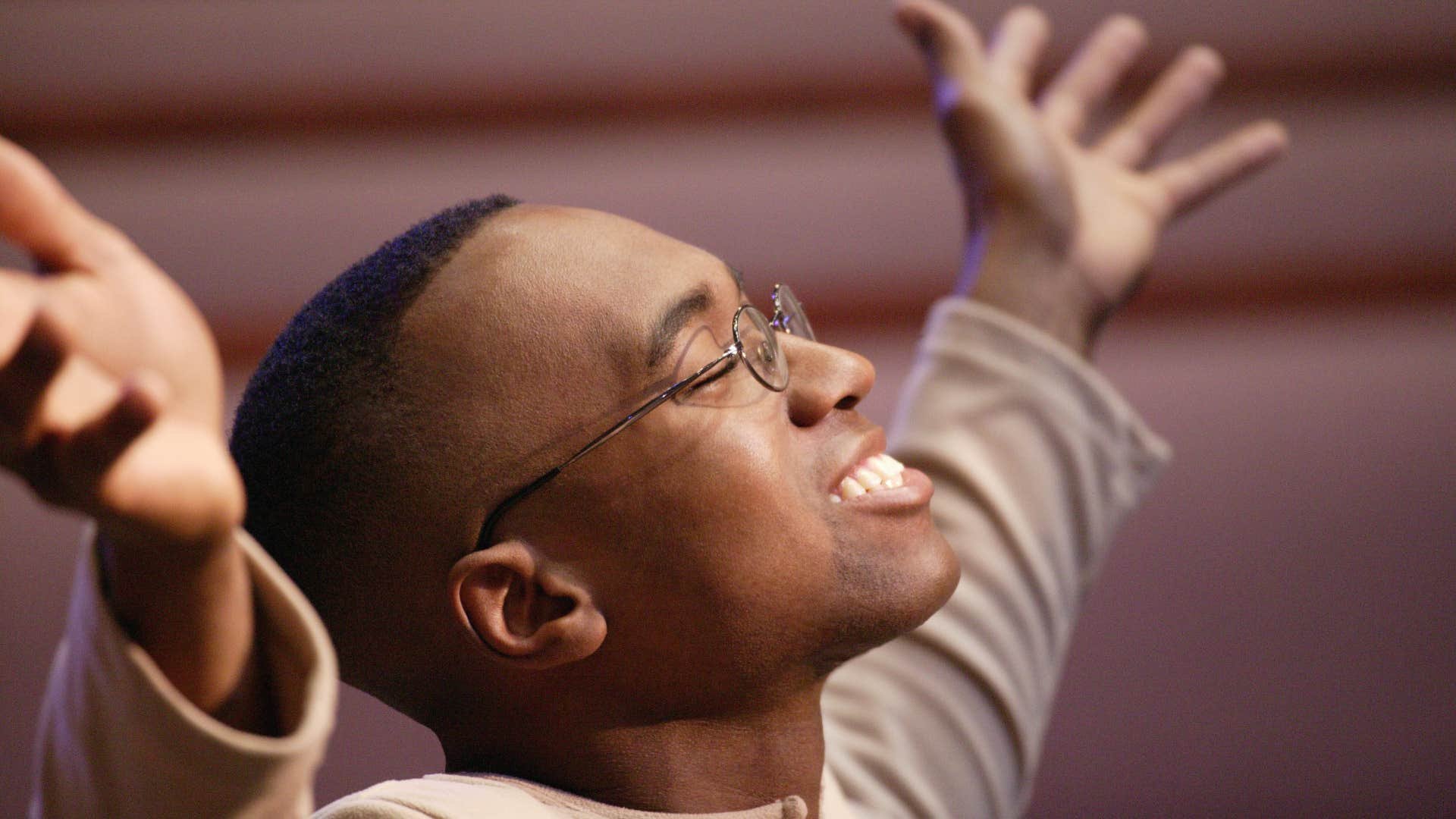 Person in church
