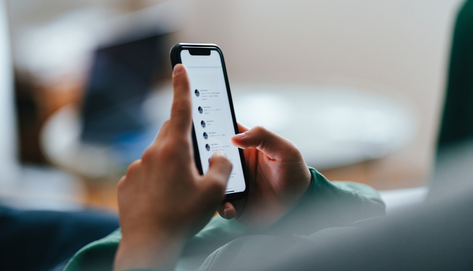 Person texting phone