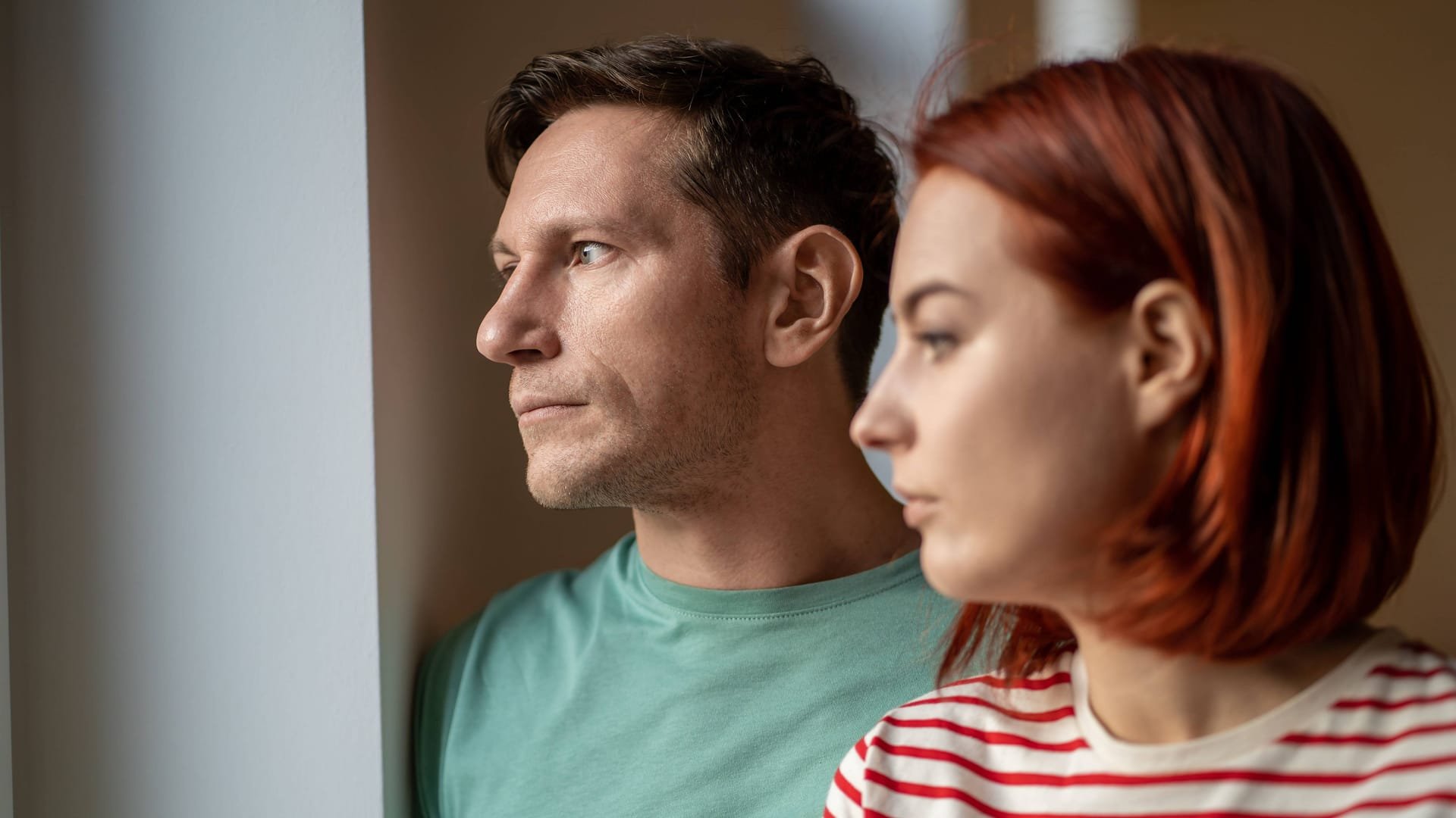 Quiet couple indoors