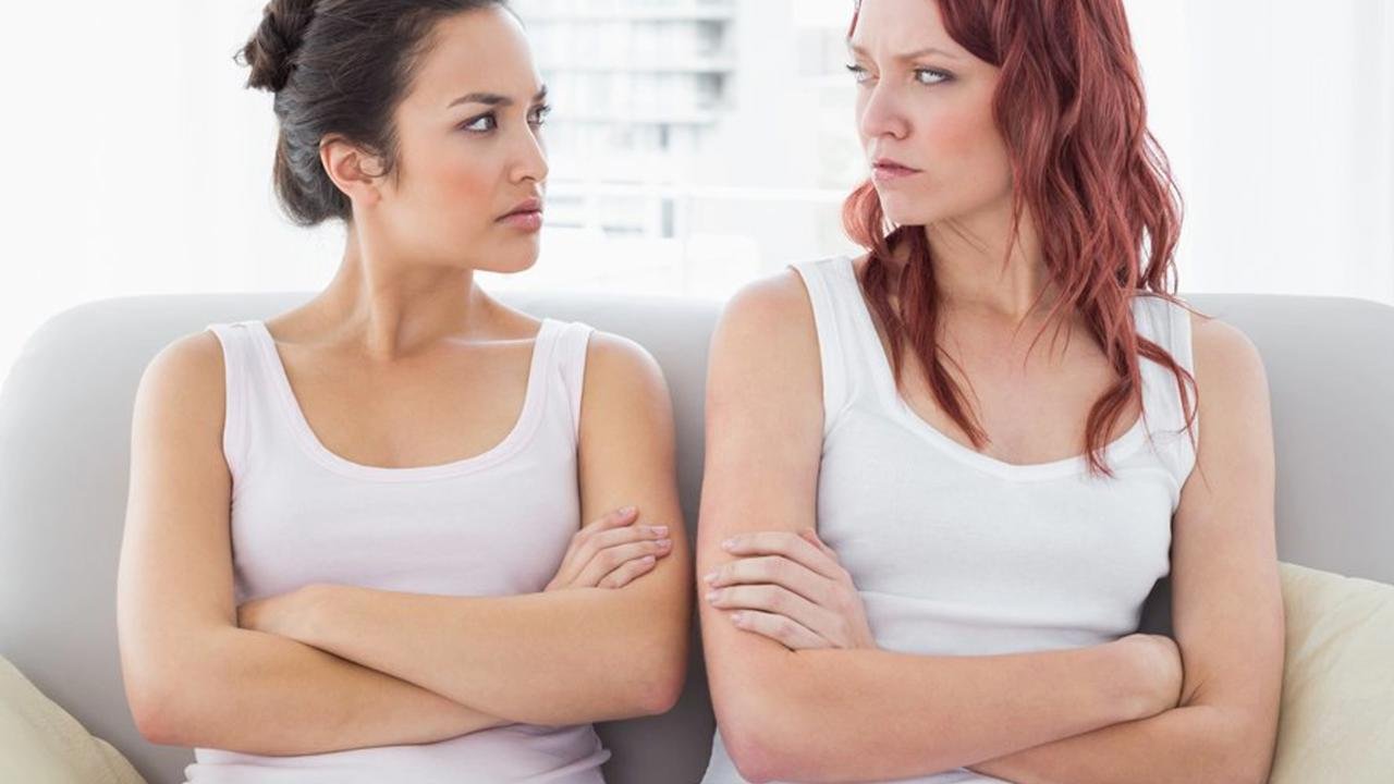 Sad friends talking