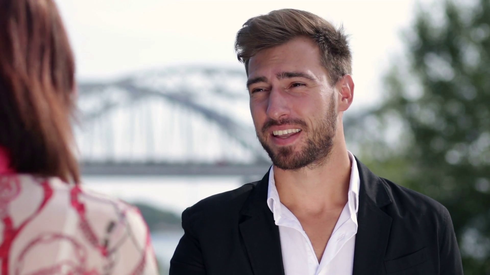 Smiling man flirting