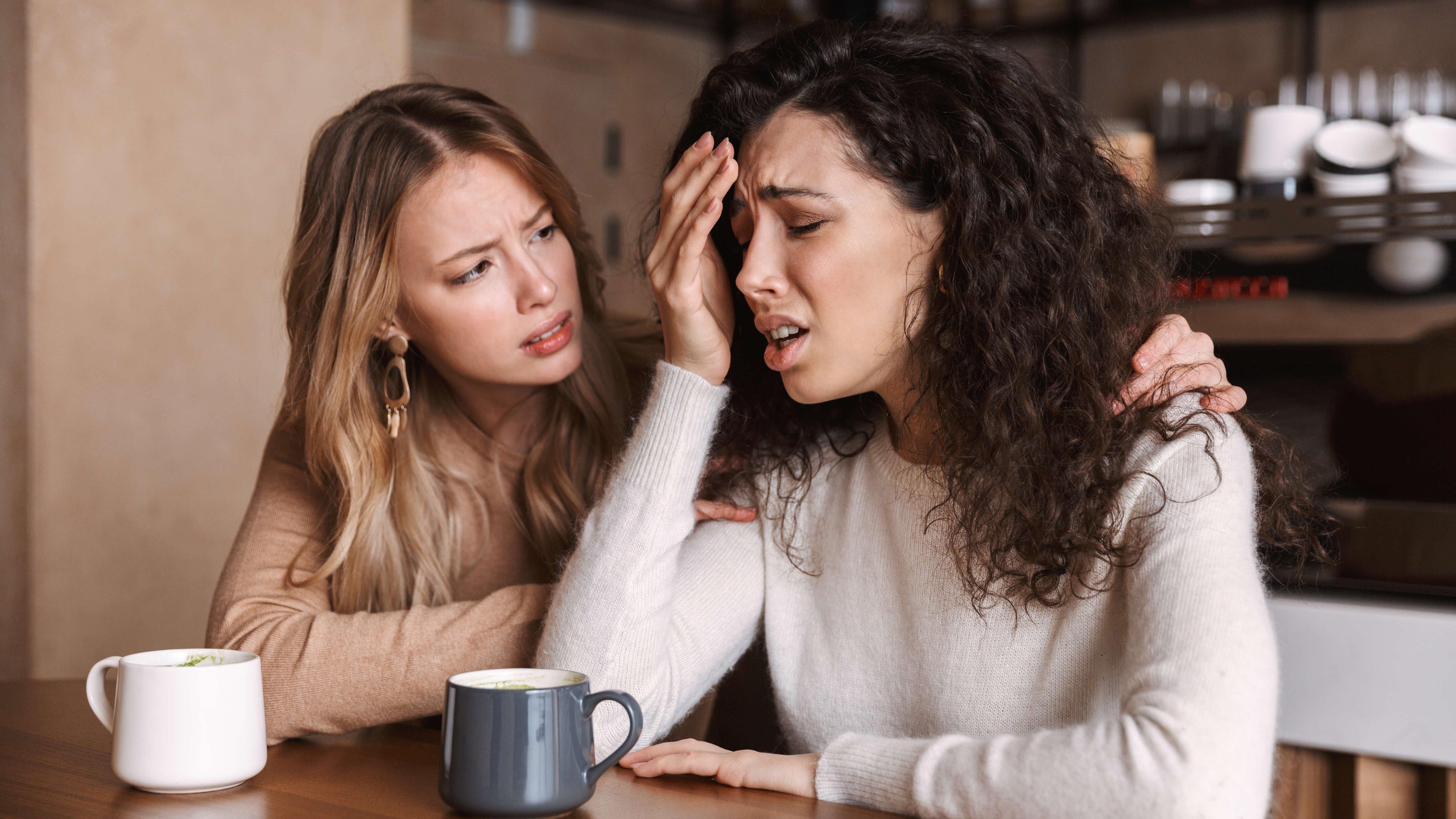 Stressed friend talking