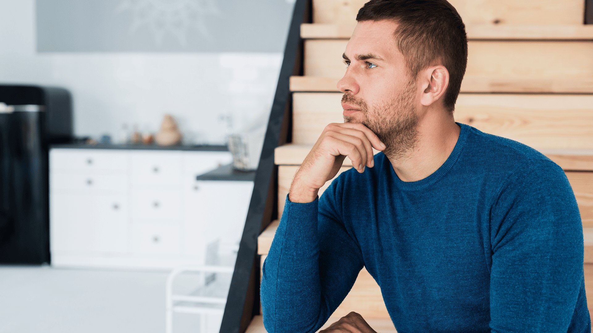 Thoughtful adult alone