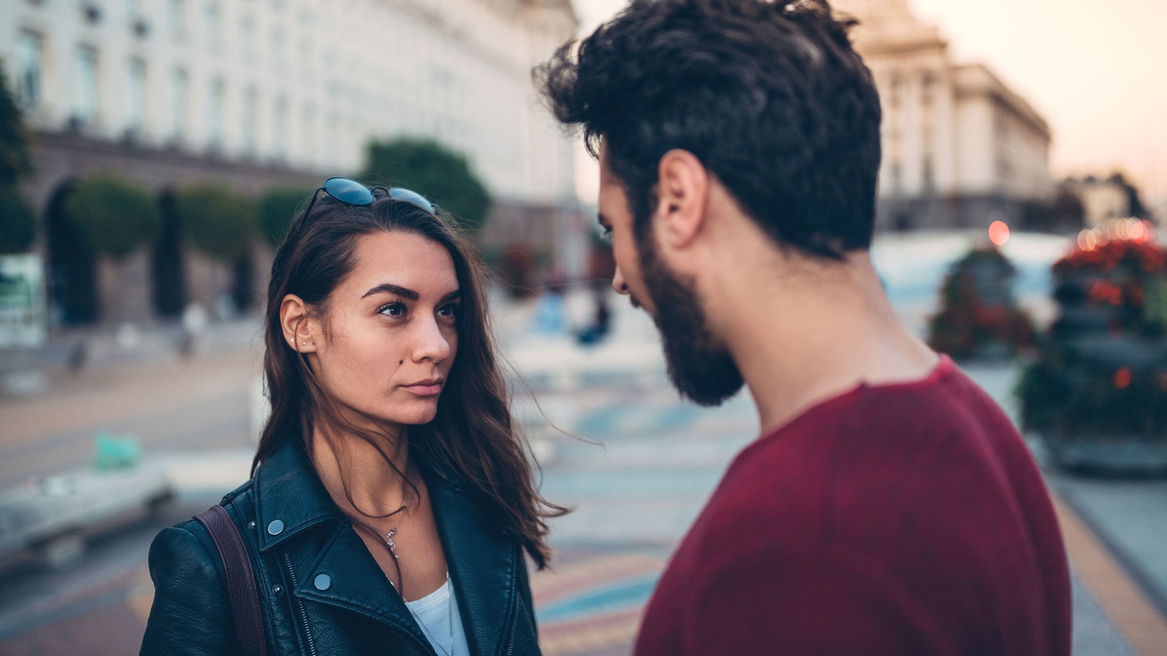 Thoughtful couple talking