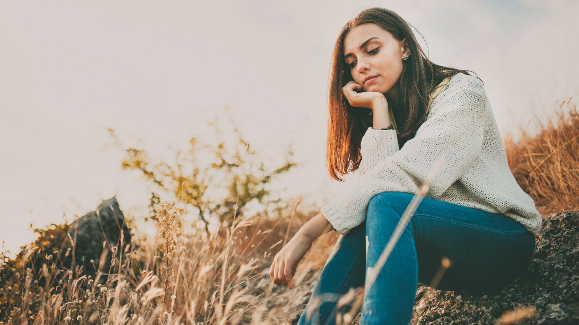 Thoughtful person alone