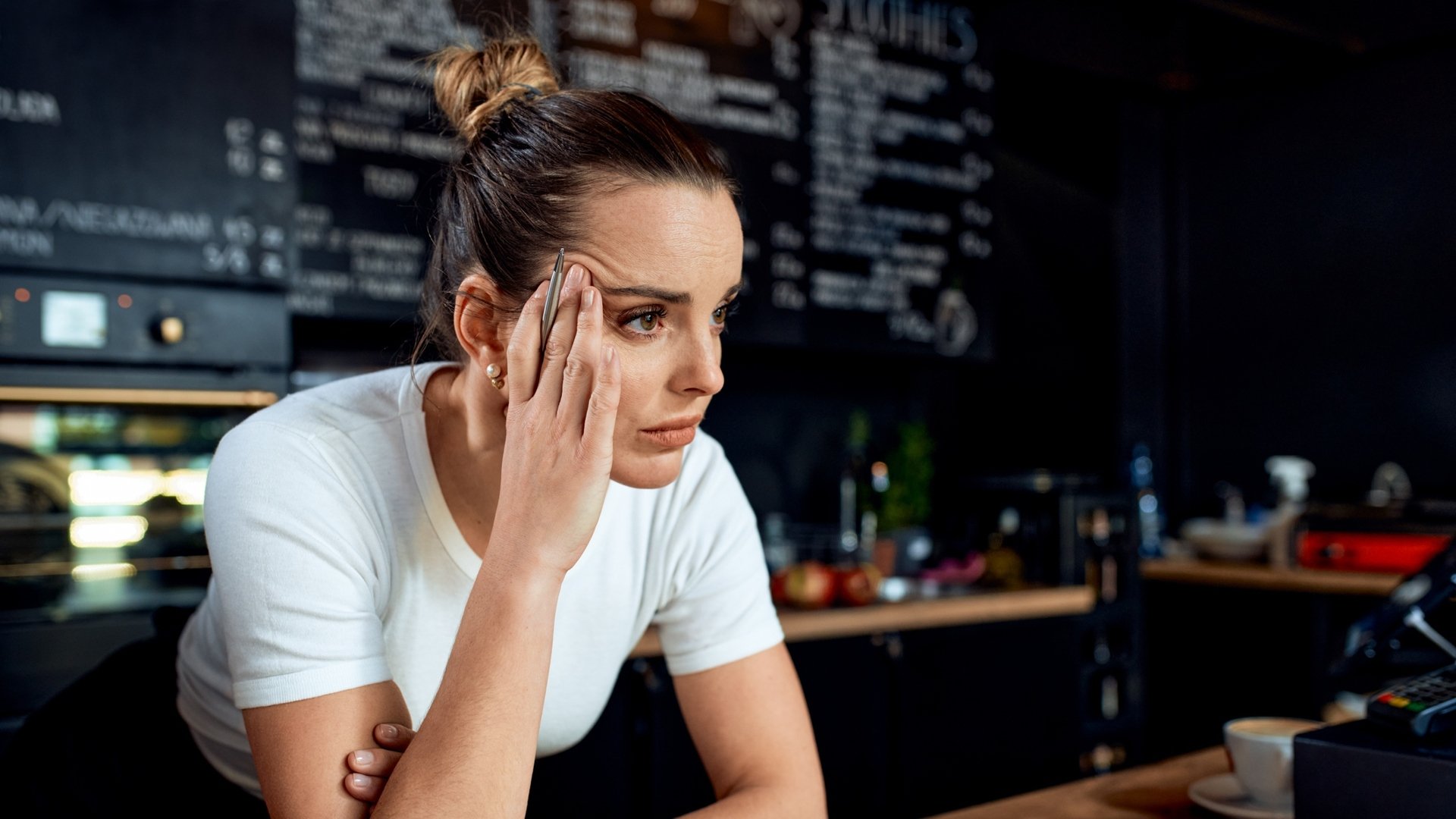 Tired woman thinking