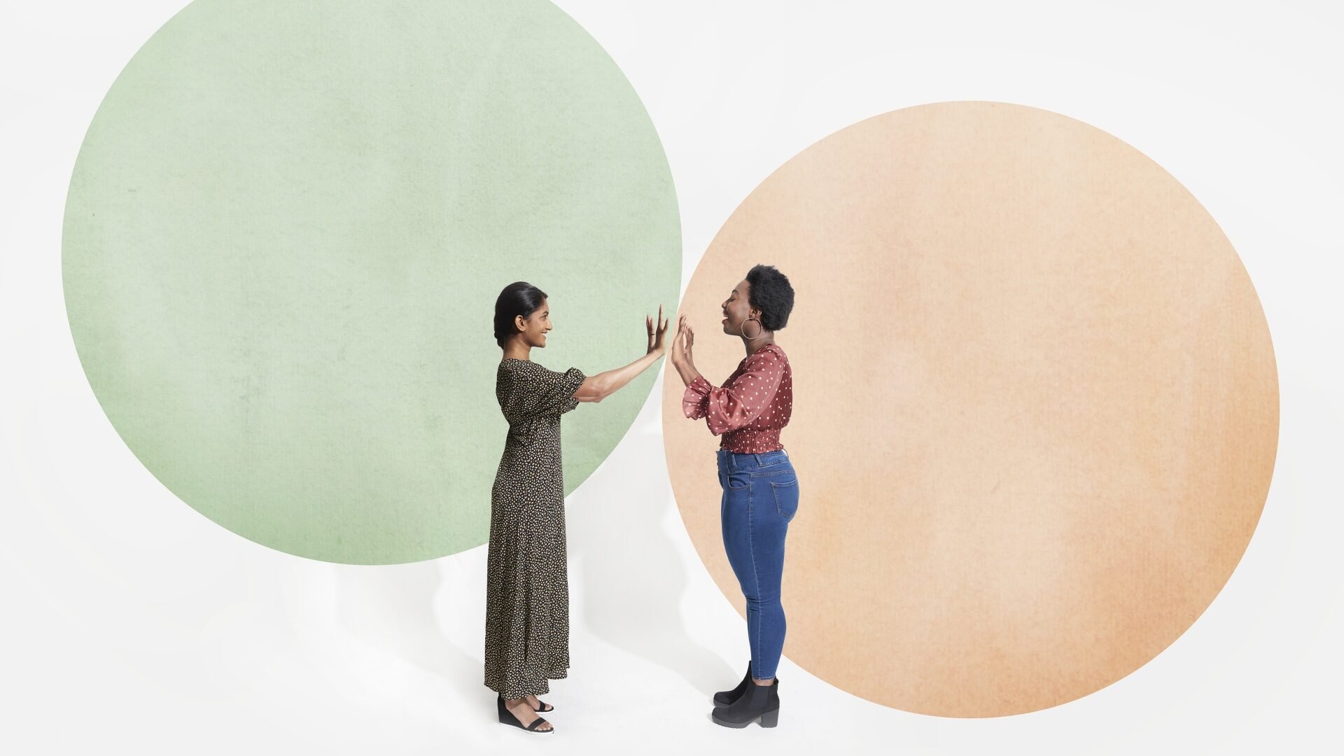 Two people reconnecting
