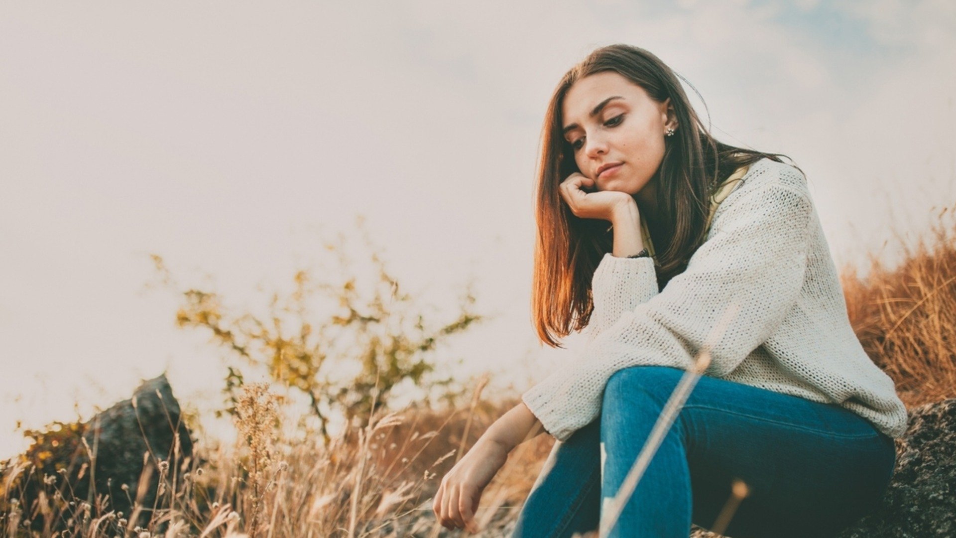 Woman thinking alone
